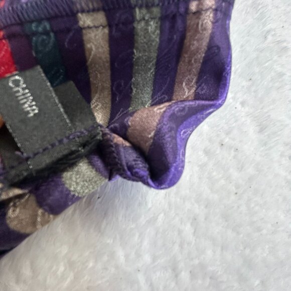 Christian Lu Womens Striped Silk Mandarin Collar Blouse Top/Jacket Size 1 Purple - Picture 5 of 10